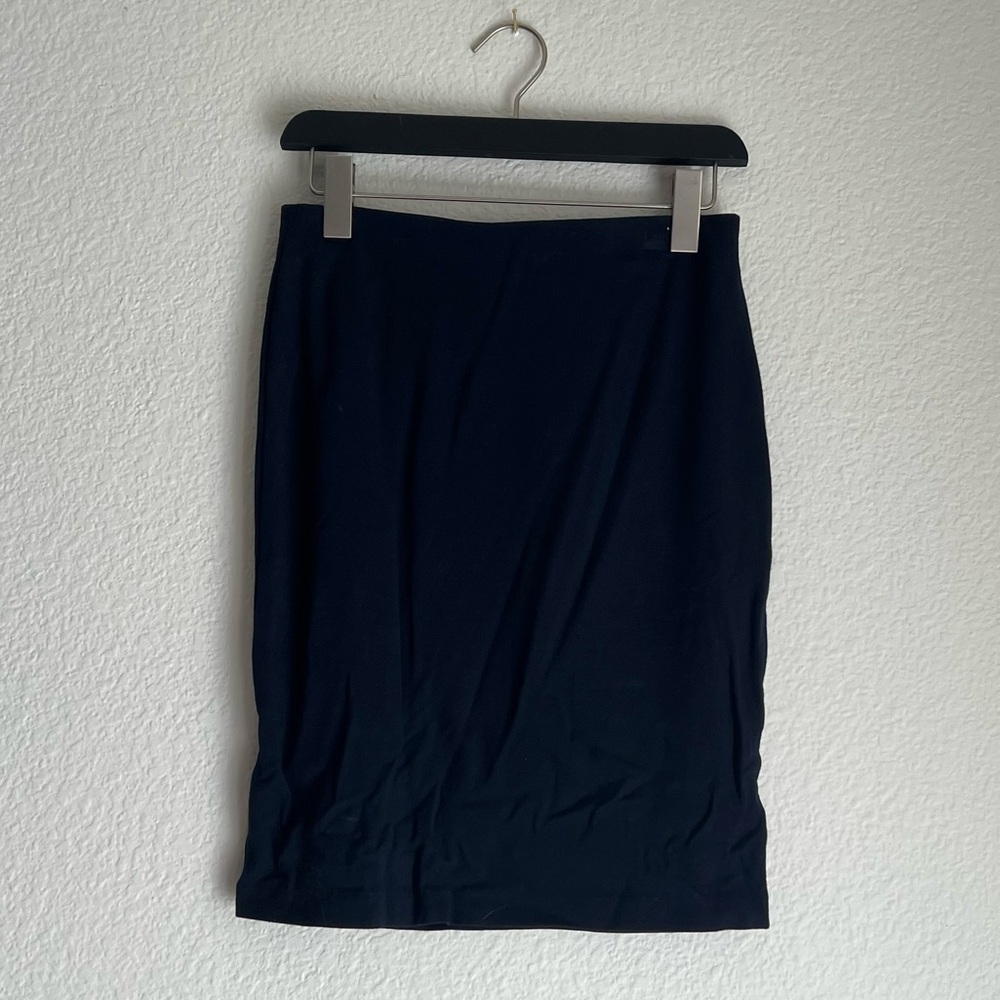 Philosophy Pencil Skirt | Navy Blue with Gold Zipper in Back